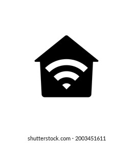 Wifi zone location logo at home. Vector illustration of available wifi network. On a blank background. Editable and color changing.