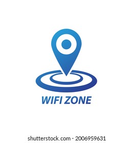Wifi zone location logo. Vector illustration. On blank background. Editable and color changeable.