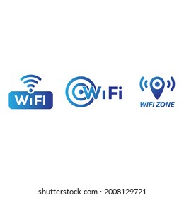 Wifi zone location logo. Vector illustration. On blank background. Editable and color changeable.