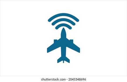WLAN-Zone im Flugzeug oder Flughafen. Vektorgrafik des verfügbaren WiFi-Netzwerk Airplane-Symbols. Planet Symbol. Symbol für das Logo des Reisezeichens