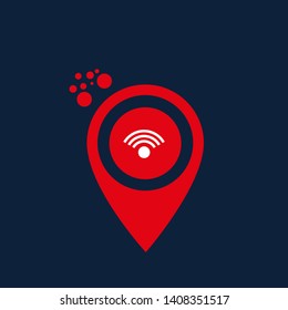 wifi zone and map pin. wifi zone logo concept. 