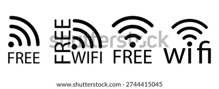 Wifi zone signal for free password vector and icon logo sticker. Sign symbol router for wave wlan fi and set round signage. Wifi network area for free public access and password wi-fi web.