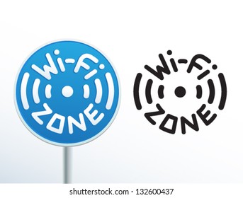 Wifi zone signal,  Internet access sign, round shape