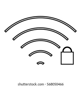 Wifipassword_Wifilocked icon - Flat design, glyph style icon - Outline black