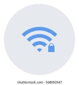 Wifipassword_Wifilocked icon - Flat design, glyph style icon - Blue enclosed in a circle