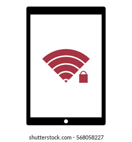 Wifipassword_Wifilocked icon - Flat design, glyph style icon - Colored enclosed in a tablet