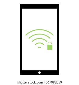 Wifiunlock icon - Flat design, glyph style icon - Colored enclosed in a phone