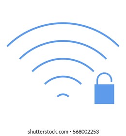Wifiunlock icon - Flat design, glyph style icon - Blue