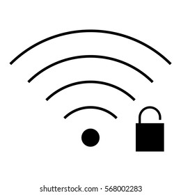 Wifiunlock icon - Flat design, glyph style icon - Filled black