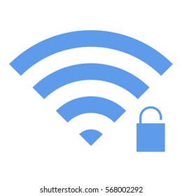 Wifiunlock icon - Flat design, glyph style icon - Blue