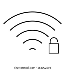 Wifiunlock icon - Flat design, glyph style icon - Outline black