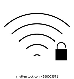 Wifiunlock icon - Flat design, glyph style icon - Filled black