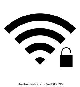 Wifiunlock icon - Flat design, glyph style icon - Filled black