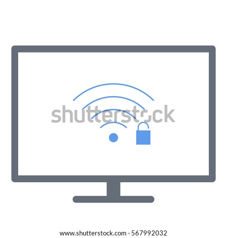 Wifiunlock icon - Flat design, glyph style icon - Colored enclosed in a screen