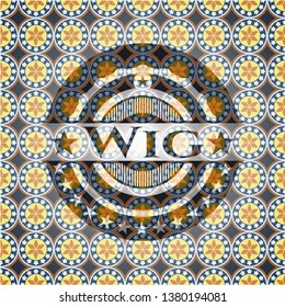 Wig arabesque emblem. arabic decoration.