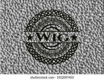 Wig black badge with bubbles background. Vector Illustration. Detailed. 