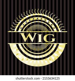 Wig gold badge. Vector Illustration. Detailed. 