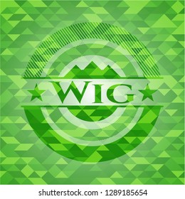 Wig green emblem with triangle mosaic background