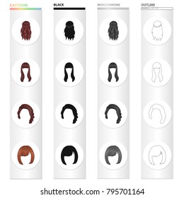 Wig, hairdresser, salon, and other web icon in cartoon style.Salon, beauty, model, icons in set collection.