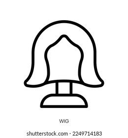 wig icon. Line Art Style Design Isolated On White Background