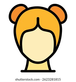 Wig icon. Outline wig vector icon color flat isolated
