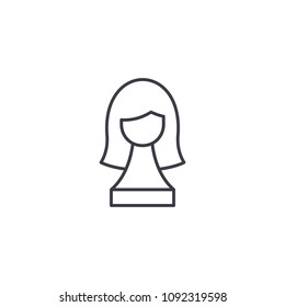 Wig linear icon concept. Wig line vector sign, symbol, illustration.