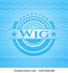 Wig sky blue water wave badge background.