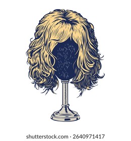 Wig stand icon in vintage style