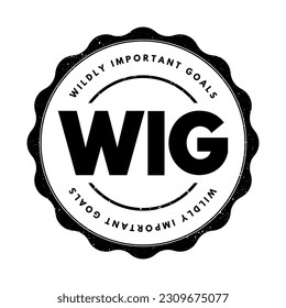 WIG Wildly Important Goals - highly important goals that must be achieved or no other goal matters, acronym text stamp