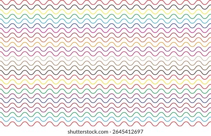 Wiggly borders, scallop stripes, wavy lines, undulated strokes, squiggly brushes isolated on white background. Blue wave abstract vector background design with curves and lines. Japanese style concept