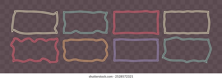 Colección de Formas de línea rectangular. Cuadro de borde Abstractas para texto o Imágenes. Formulario geométrico para redes sociales. Ilustración vectorial