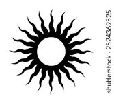 Wiggly Sun shape vector logo. Tribal Sun Symbol. Tattoo Design. Vector Illustration.