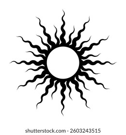 Wiggly Sun shape vector logo. Tribal Sun Symbol. Tattoo Design. Vector Illustration.
