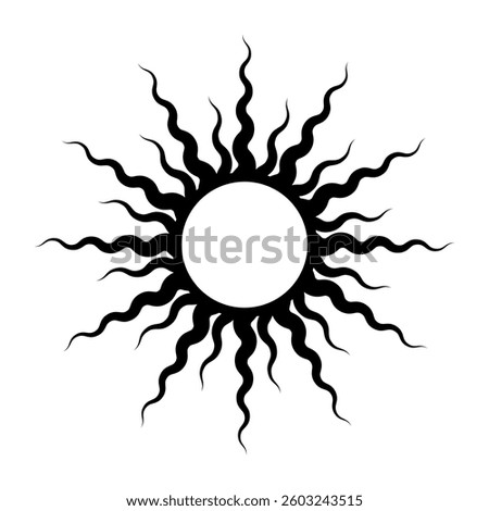 Wiggly Sun shape vector logo. Tribal Sun Symbol. Tattoo Design. Vector Illustration.