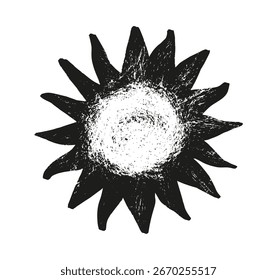 Wiggly Sun shape vector textured. Tribal Sun Symbol. Tattoo Design. Vector Illustration.