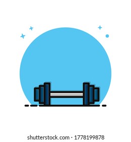 Wightlifting Logo Symbol Cartoon. Bodybuilding Workout and Gym Sport. Muscle Strength Equipment Icon Vector Illustration