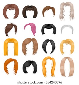 Wigs hairstyle vector illustration.