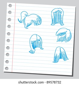 Wigs and hairstyles drawing