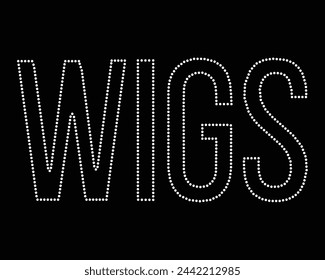 Wigs Logo Vector Rhinestone t-shirt design