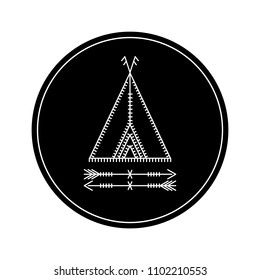 Wigwam. Black circle. Design element based on American Indian tribal art. For tattoos, logos and other of your creativity. Stock vector.