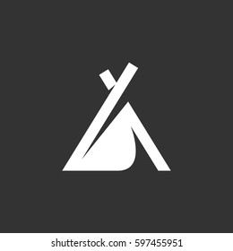 Wigwam icon illustration isolated on black background. Camping vector logo. Flat design style. Camping vector pictogram, sign, symbol for web graphics - stock vector