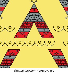 Wigwam. Injuns. Seamless pattern. EPS 10.