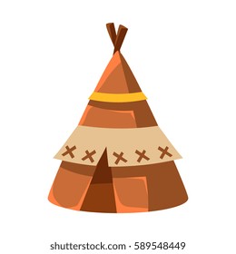 Wigwam Leather Living Hut, Native American Indian Culture Symbol, Ethnic Object From North America Isolated Icon