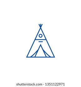 Wigwam line icon concept. Wigwam flat  vector symbol, sign, outline illustration.
