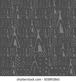 Wigwam, lodge vector seamless texture pattern. Seamless pattern can be used for wallpaper, pattern fills, web page background, surface textures.