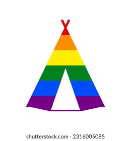 Wigwam sign. Rainbow gay LGBT rights colored Icon at white Background. Illustration.