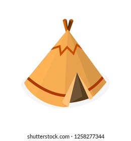 Wigwam or Teepee meaning Native American Tent, Traditional Tribal Native House Isometric Vector Illustration