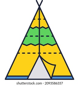 Wigwam-Zeltvektor. Indisches Teepe-House-Symbol. Indianeramerikanische Apache-Stammhütte einzeln auf weißem Hintergrund