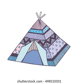Wigwam vector illustration. Creative teepee home. Nomadic hand-crafted tent.