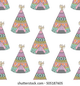Wigwam vector illustration seamless pattern